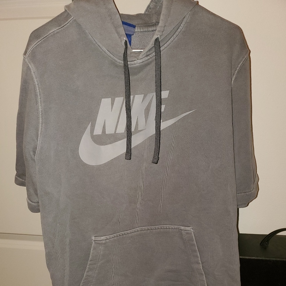 Men's L Gray Nike Hoodie T Shirt